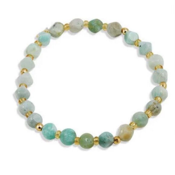 SAVVY CIE AMAZONITE HEALING BEADED STRETCH BRACELET NWT - Picture 1 of 6